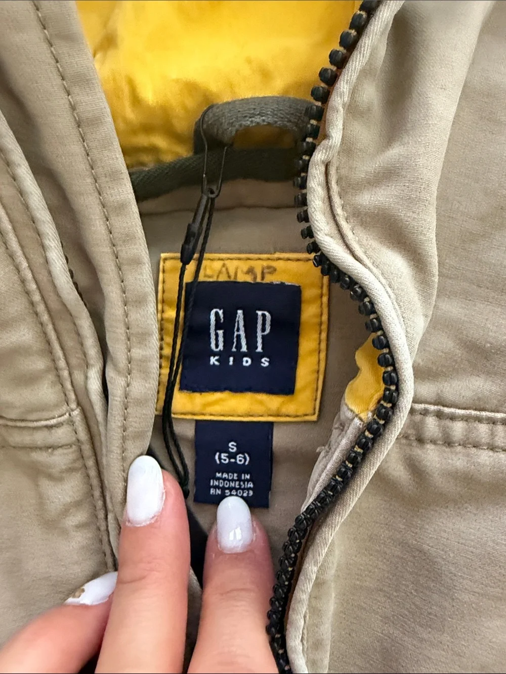 GAP Kids Tan Hooded Utility Jacket with Yellow Lining size S 5-6